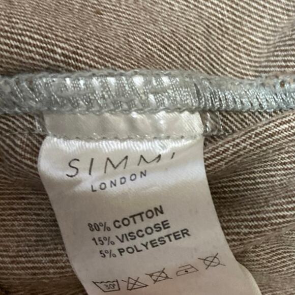 Simmi Women's Beige Washed Long Sleeve Cropped Full Zip Denim Jean Jacket Size 2 - Picture 4 of 4